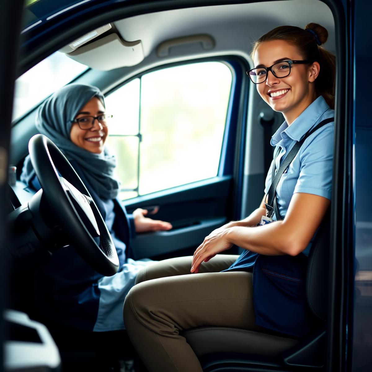 Professional driver assisting a patient